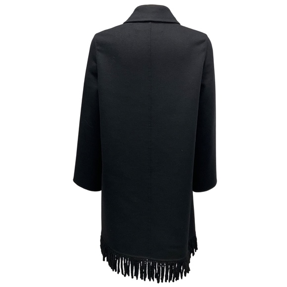 CHRISTIAN DIOR BLACK FRINGED HEM WOOL COAT - Picture 3 of 5